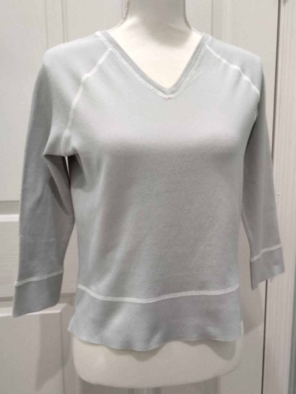 Anthropologie Tee Shirt, 3/4 Sleeve, Size Large, Gray, NWOT